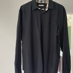Men's Burberry Black Long Sleeve Button-down Shirt
